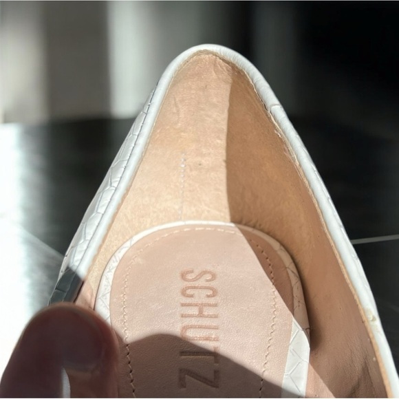 🌻NEW SCHUTZ Candy Rhinestone Croc Embossed White Leather Stiletto Size 6.5 - Picture 10 of 12